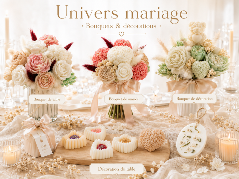 Bouquets & décorations de mariage | Bouquets de cire & décoration de table