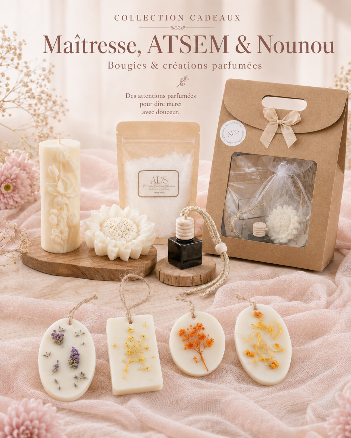 Cadeaux Maîtresse, ATSEM & Nounou - L'Atelier Douceurs & Senteurs