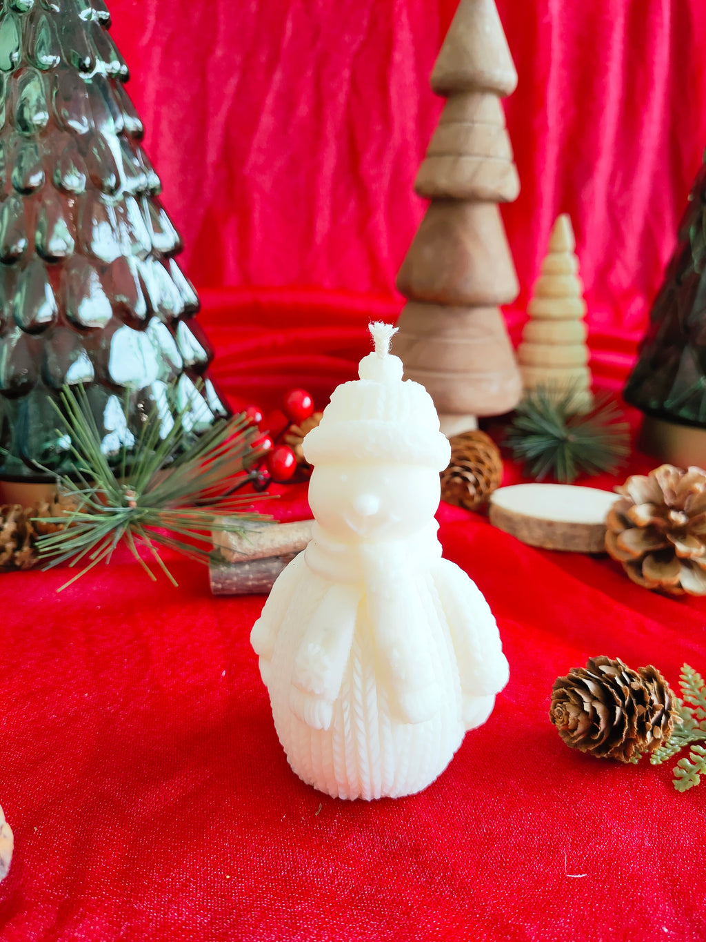 Bougie moulée Bonhomme de neige – Cire végétale parfumée
