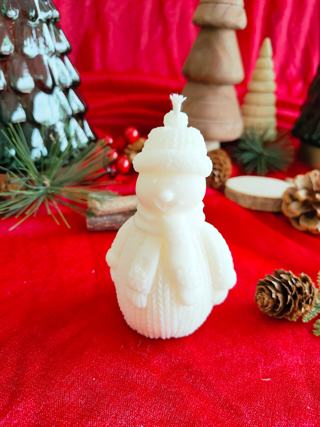 Bougie moulée Bonhomme de neige – Cire végétale parfumée