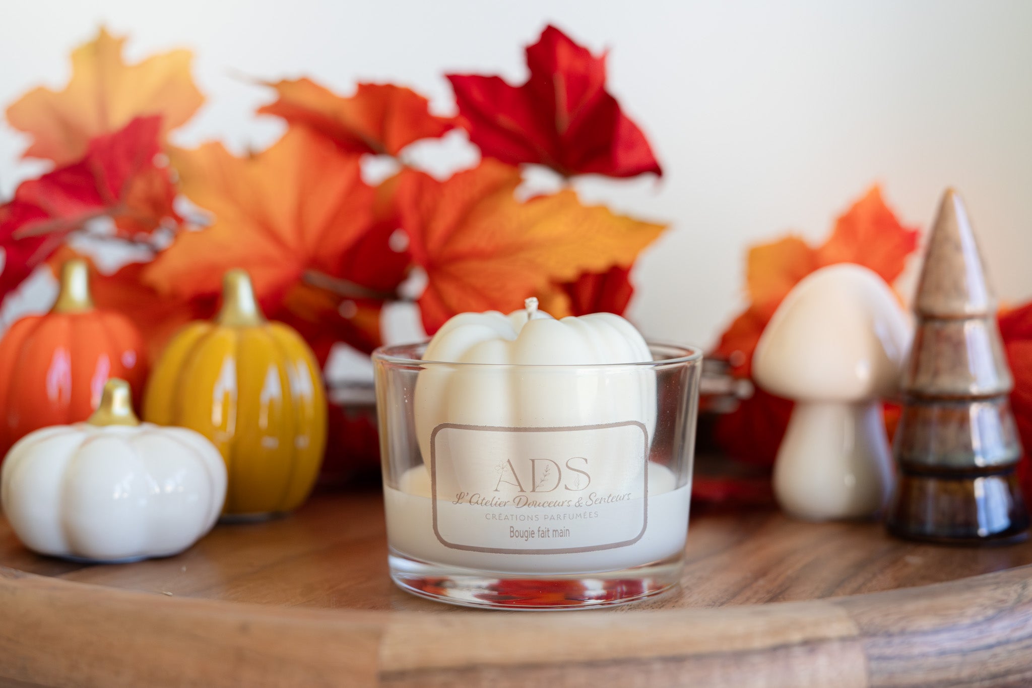 Bougie citrouille automnale en pot – Cire végétale parfumée
