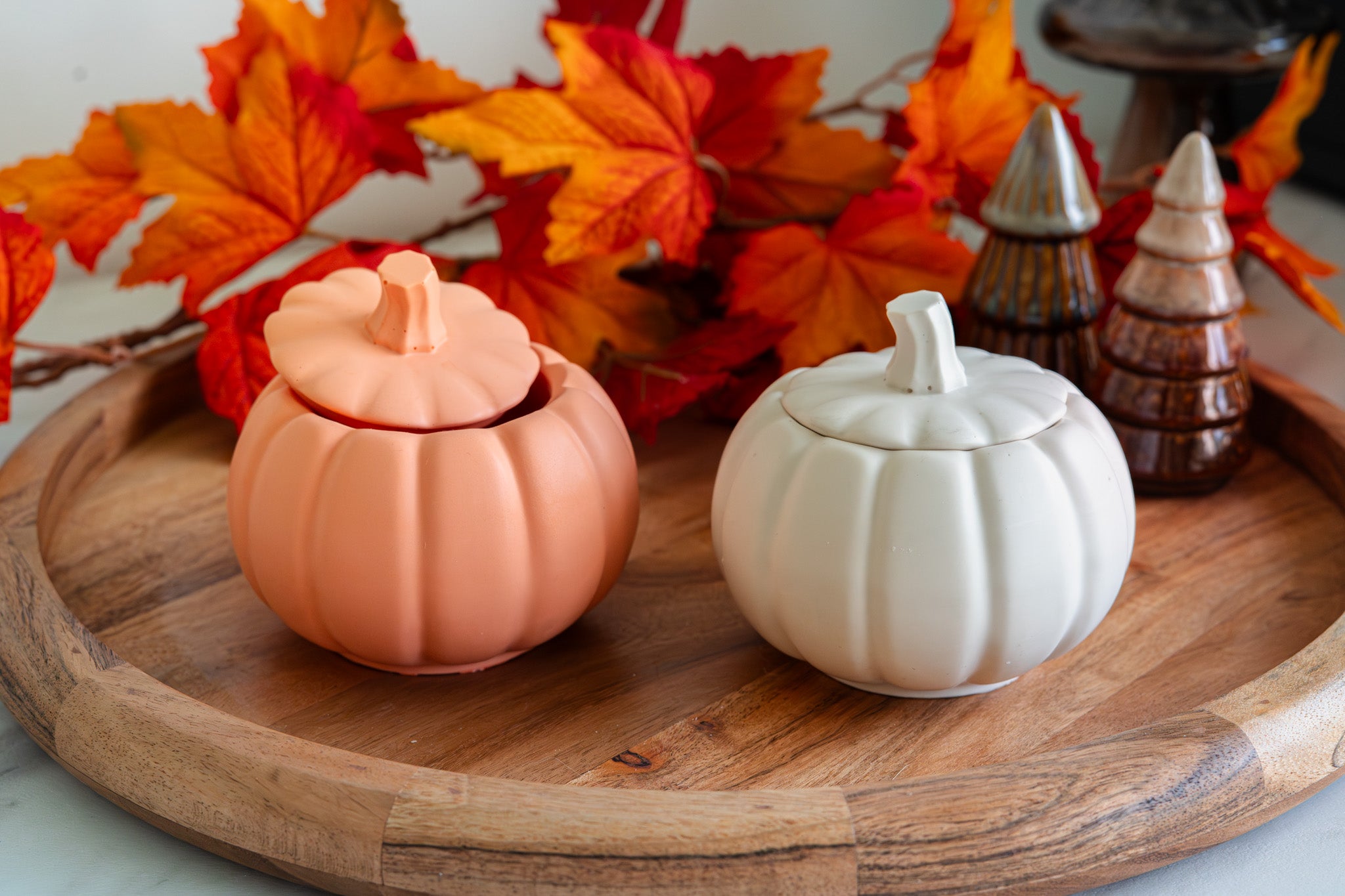 Bougie citrouille en jesmonite – Collection Automne 2025