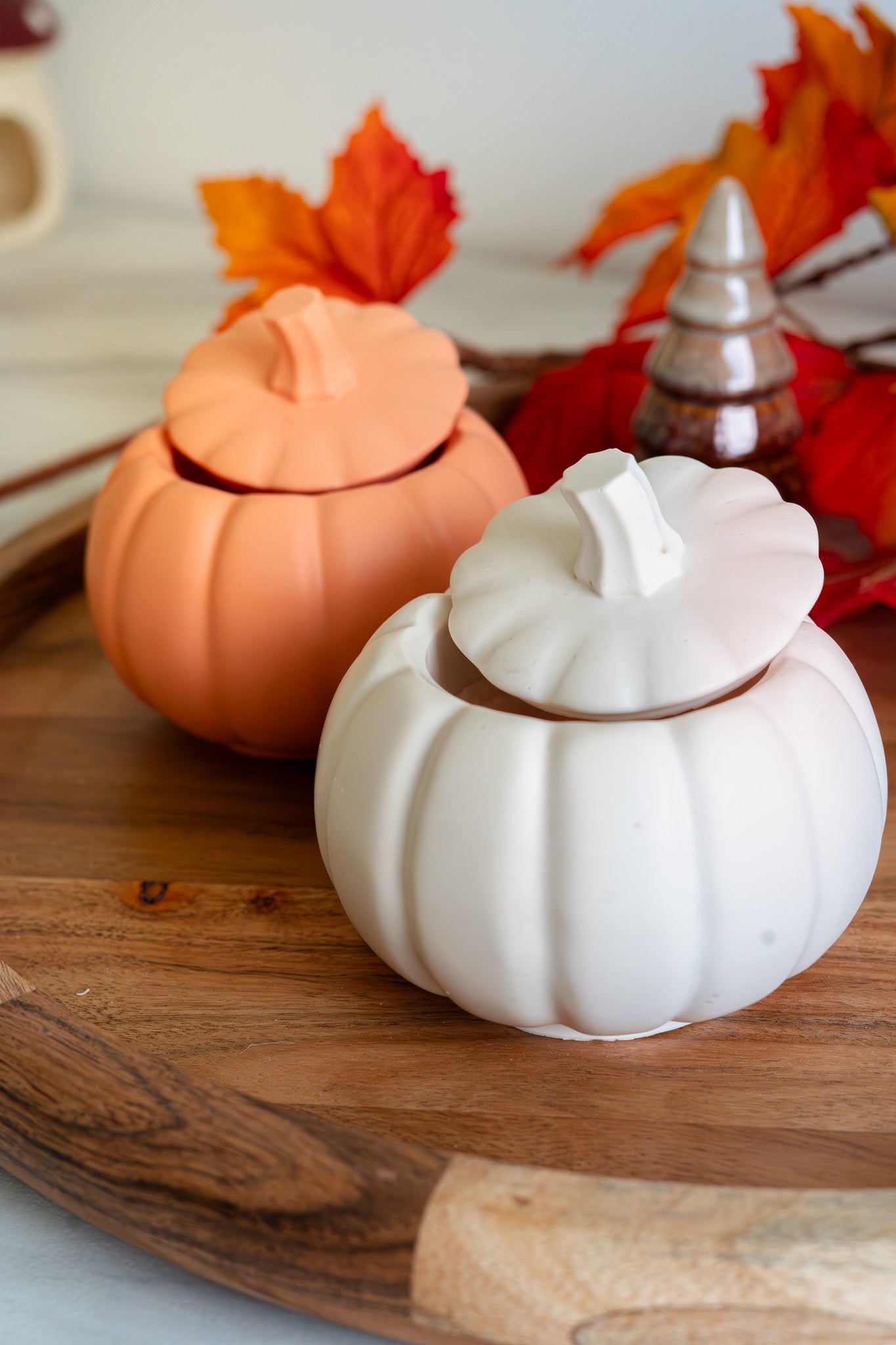 Bougie citrouille en jesmonite – Collection Automne 2025