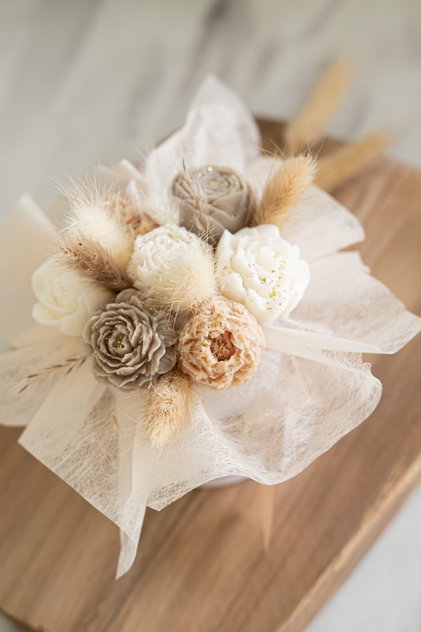 Bouquet de fleurs parfumées en cire végétale - 50g