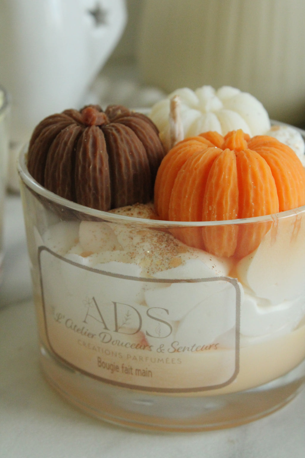 Bougie parfumée 3 citrouilles– Cire végétale & parfum de Grasse AUTOMNE