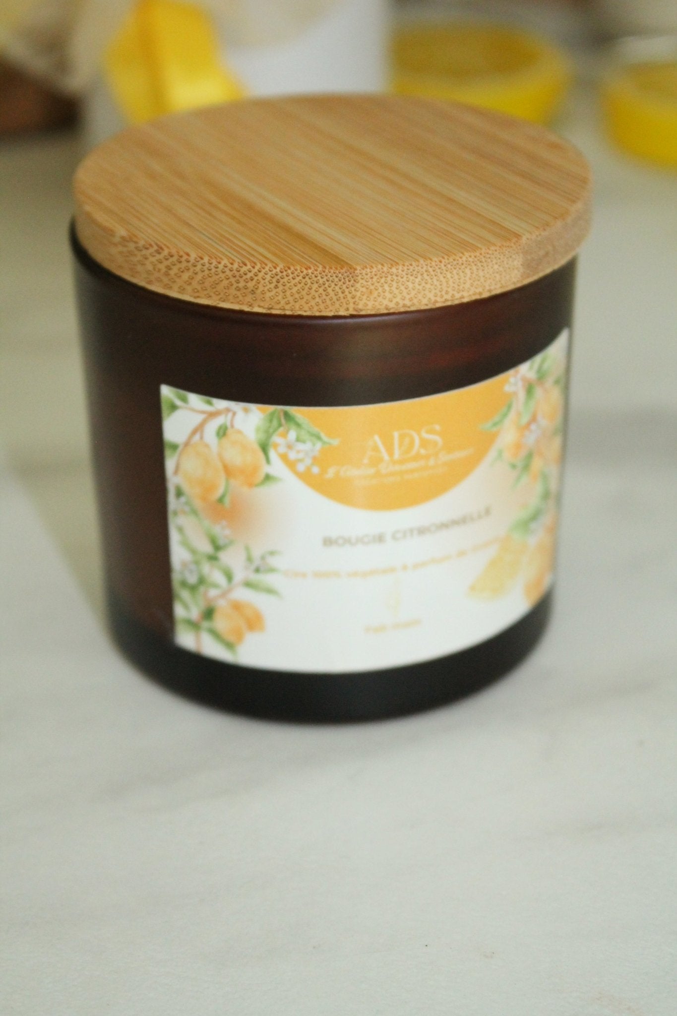 Bougie parfumée Citronnelle – cire végétale & parfum de Grasse - L'Atelier Douceurs & Senteurs