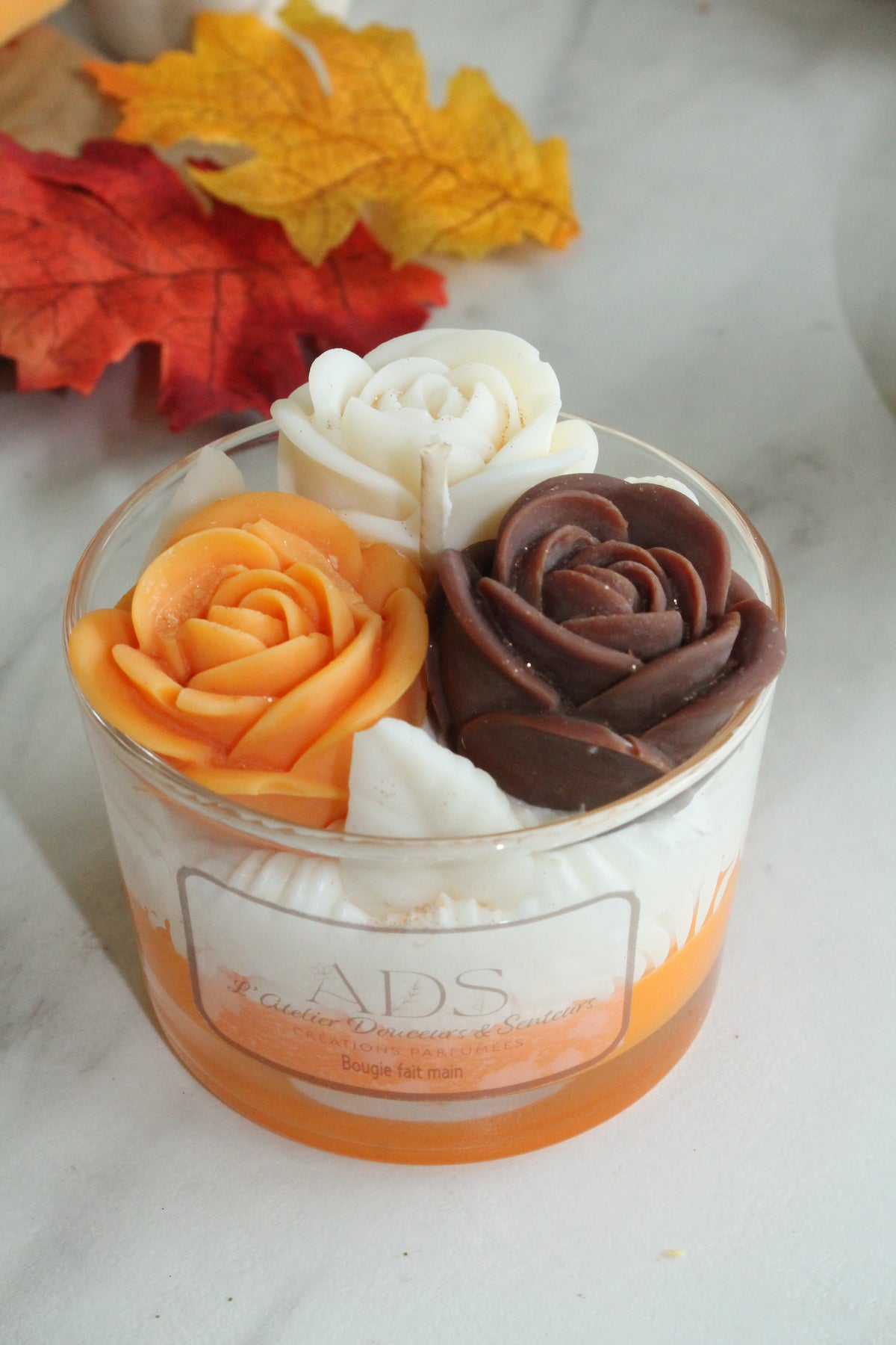 Bougie parfumée 3 Roses– Cire végétale & parfum de Grasse AUTOMNE