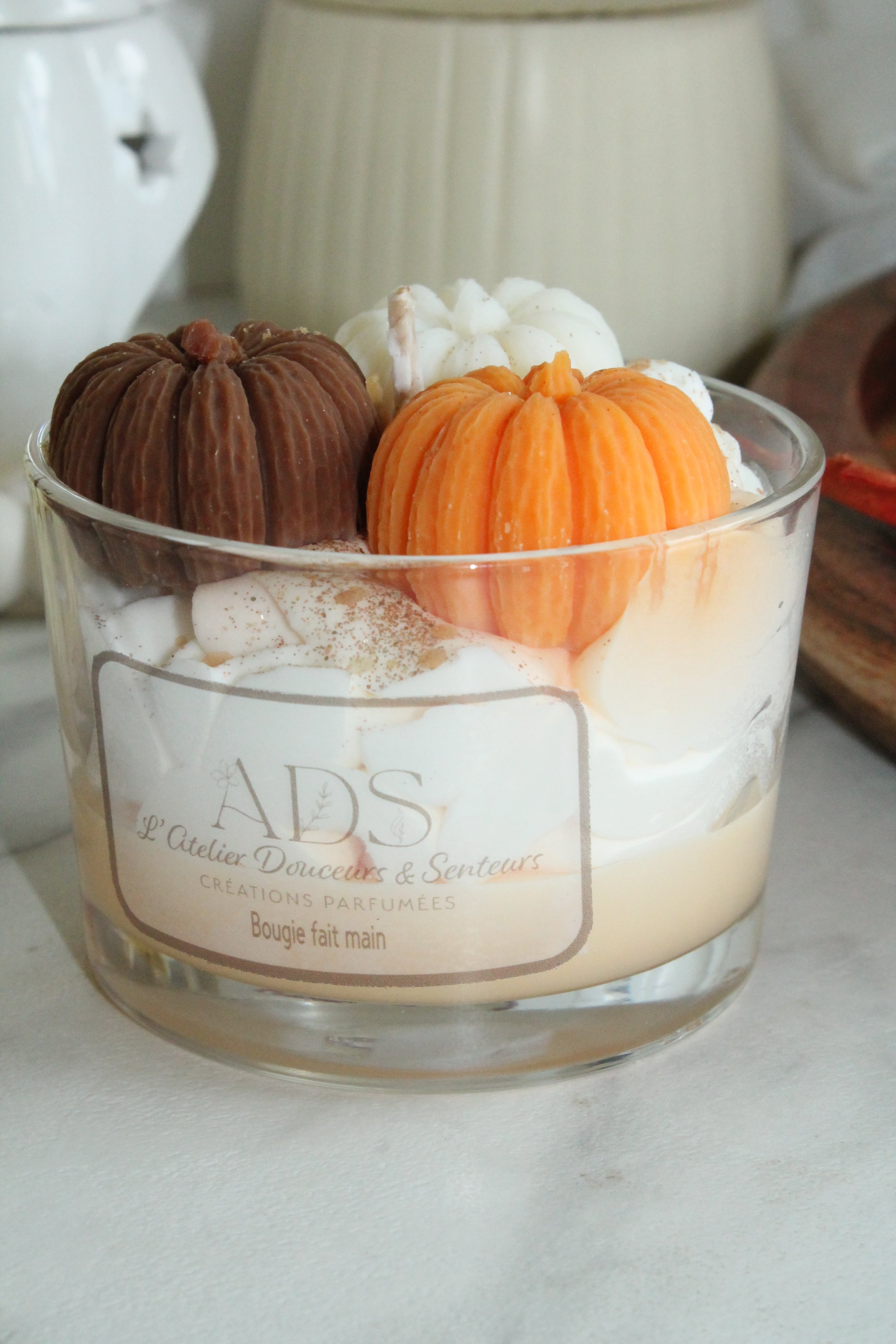 Bougie parfumée 3 citrouilles– Cire végétale & parfum de Grasse AUTOMNE
