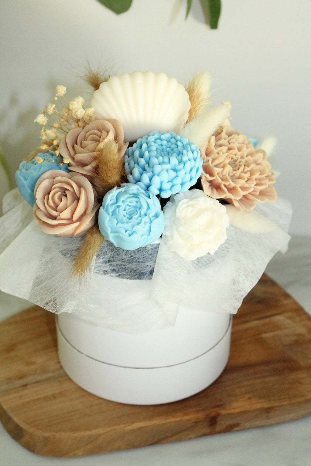 Bouquet de fleurs Floral parfumé en cire végétale -Bleu - L'Atelier Douceurs & Senteurs