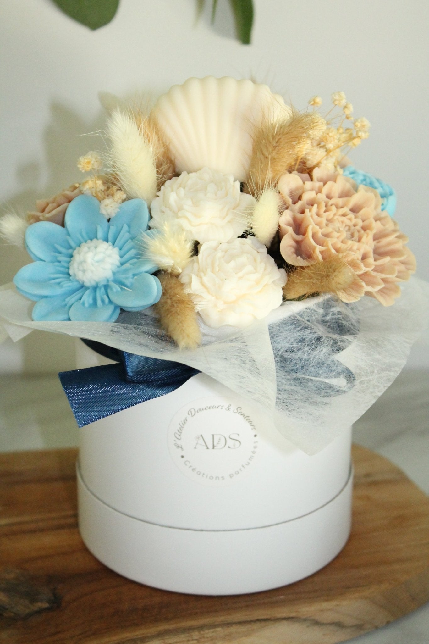 Bouquet de fleurs Floral parfumé en cire végétale -Bleu - L'Atelier Douceurs & Senteurs