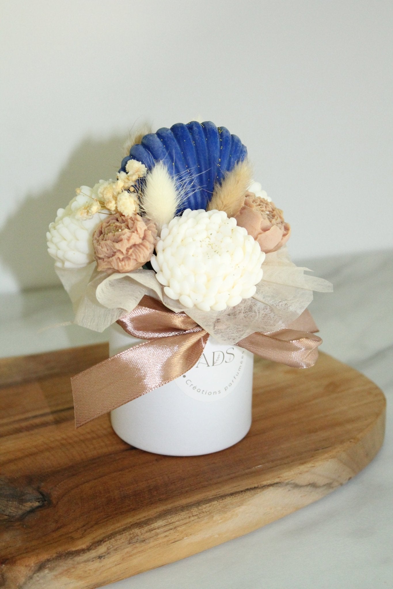 Bouquet de fleurs Floral parfumé en cire végétale -Bleu petit format - L'Atelier Douceurs & Senteurs