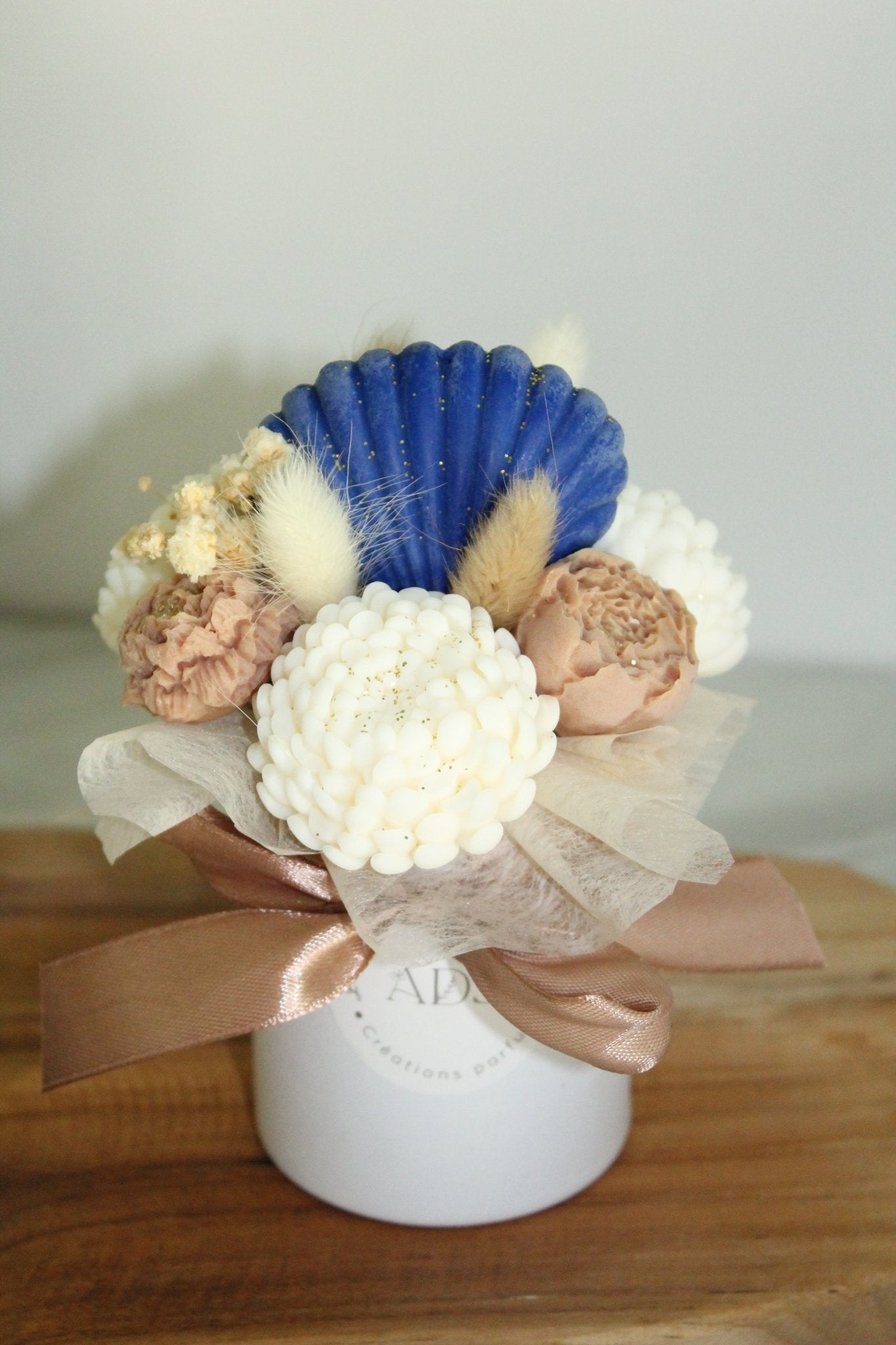 Bouquet de fleurs Floral parfumé en cire végétale -Bleu petit format - L'Atelier Douceurs & Senteurs
