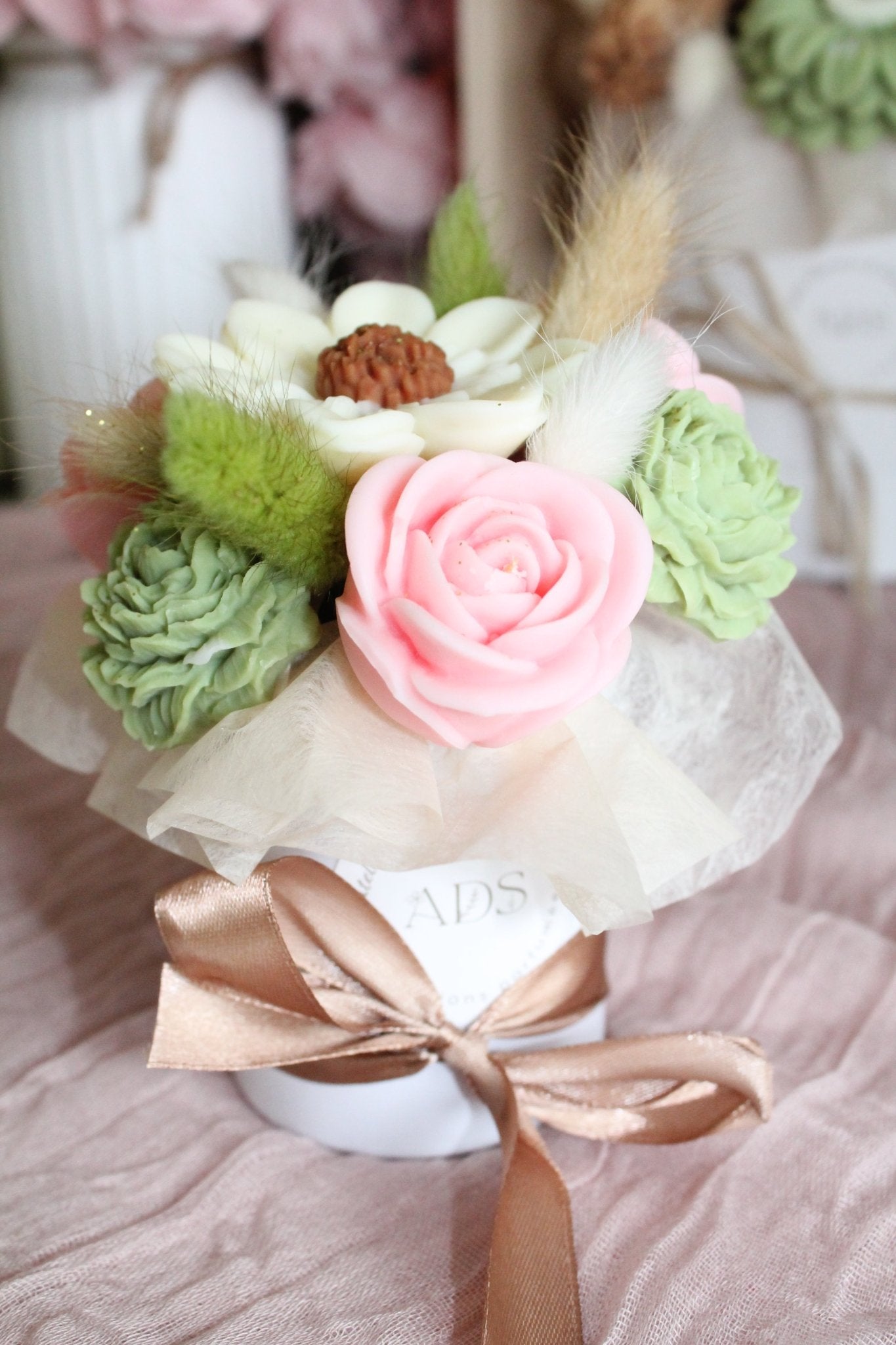 Bouquet de fleurs Floral parfumé en cire végétale - (petit format) - L'Atelier Douceurs & Senteurs