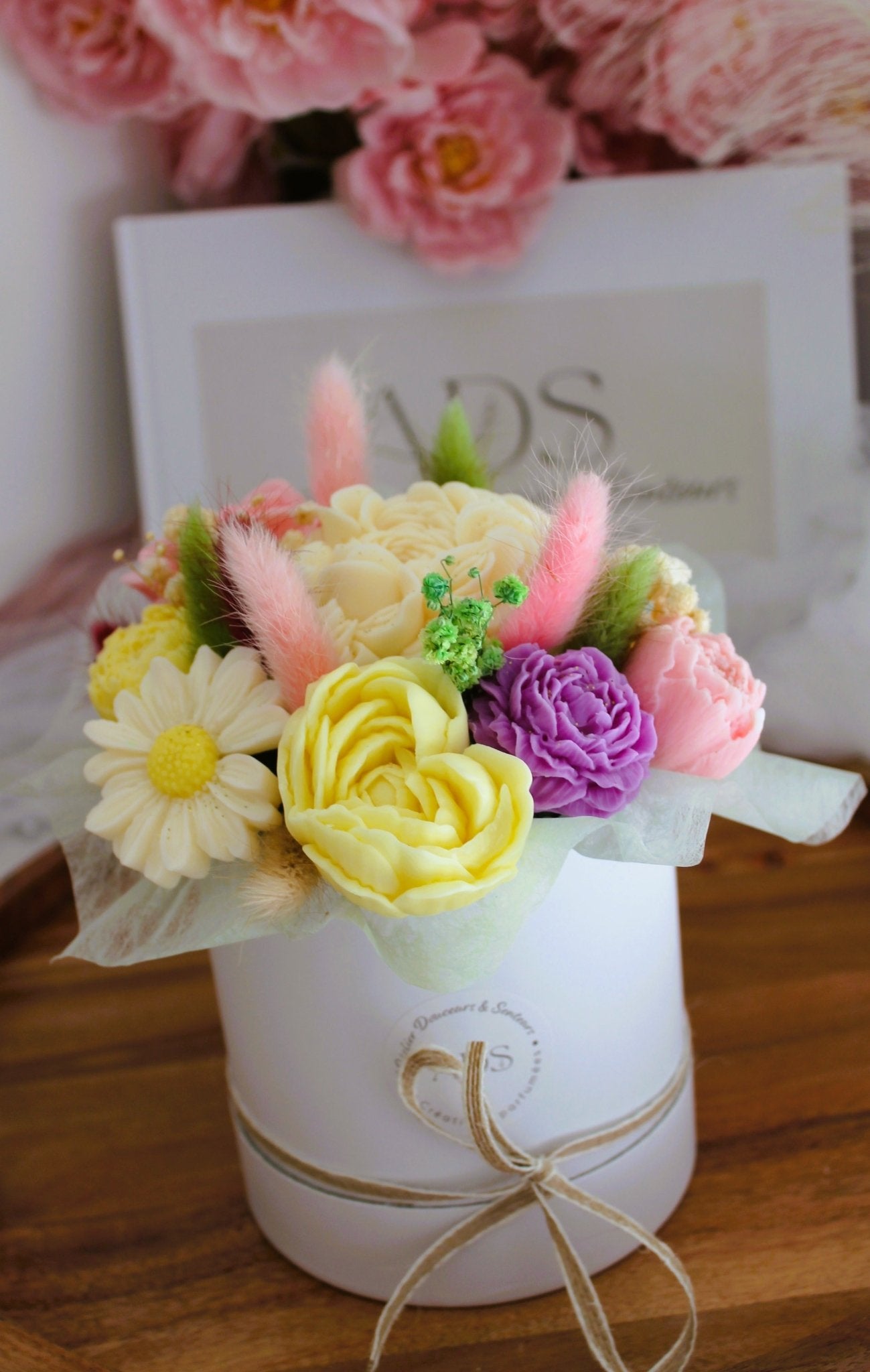 Bouquet de fleurs parfumées en cire végétale - "Bouquet Coloré" - L'Atelier Douceurs & Senteurs