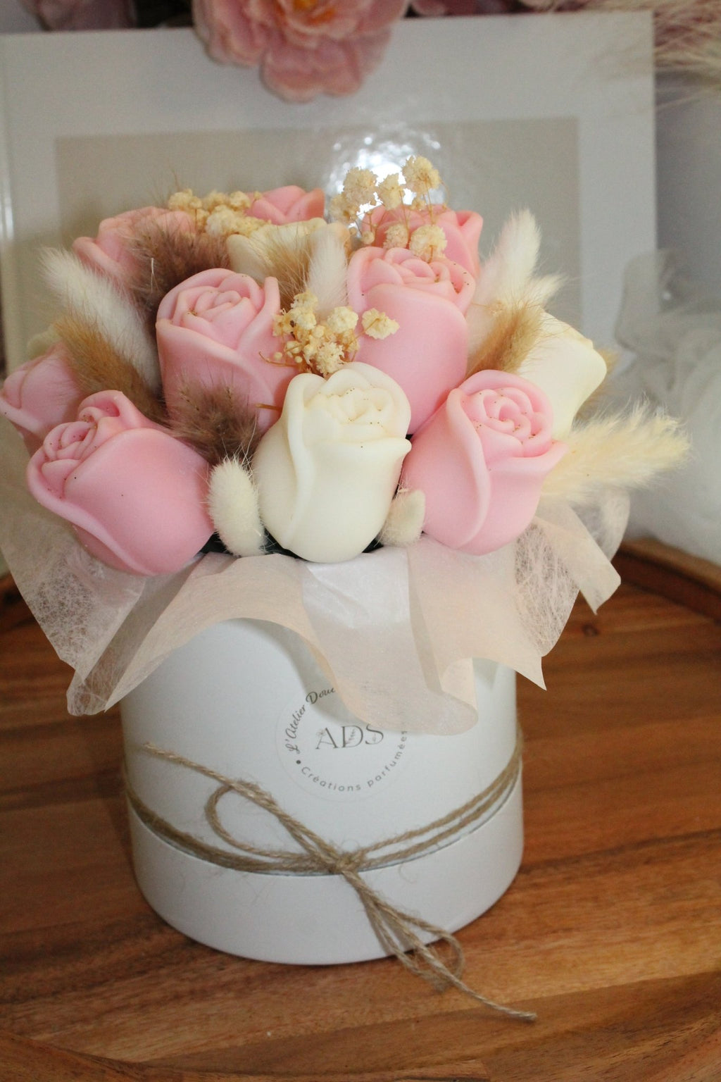 Bouquet de fleurs parfumées en cire végétale - "Bouquet de Roses - L'Atelier Douceurs & Senteurs