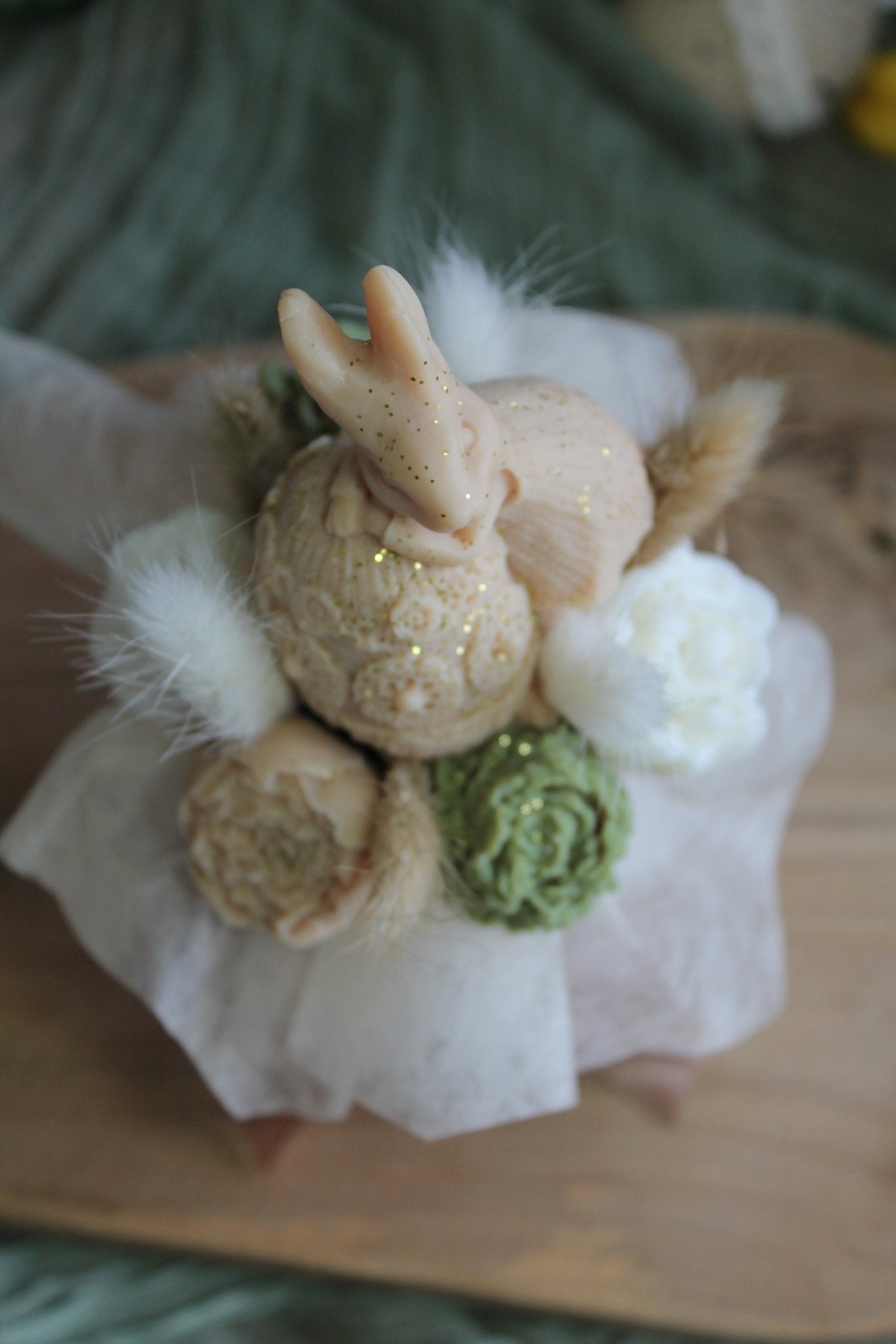 Bouquet de fleurs parfumées en cire végétale - "Bouquet Lapin" - L'Atelier Douceurs & Senteurs