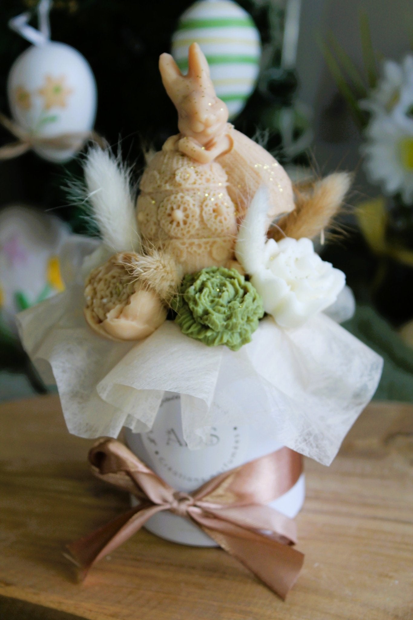 Bouquet de fleurs parfumées en cire végétale - "Bouquet Lapin" - L'Atelier Douceurs & Senteurs