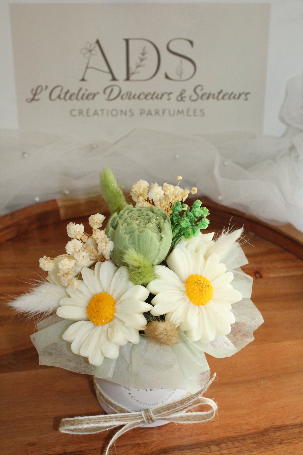 Bouquet de fleurs parfumées en cire végétale - "Bouquet Marguerite" - L'Atelier Douceurs & Senteurs