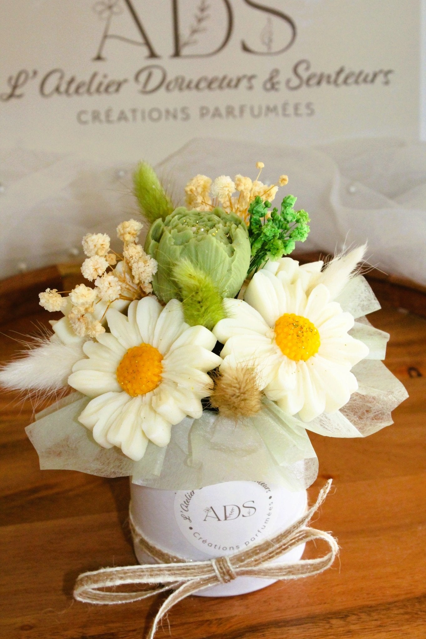 Bouquet de fleurs parfumées en cire végétale - "Bouquet Marguerite" - L'Atelier Douceurs & Senteurs