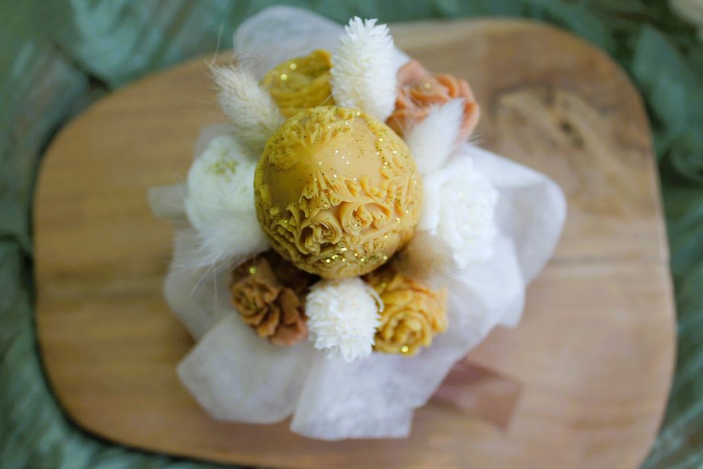 Bouquet de fleurs parfumées en cire végétale - "Bouquet œuf" - L'Atelier Douceurs & Senteurs
