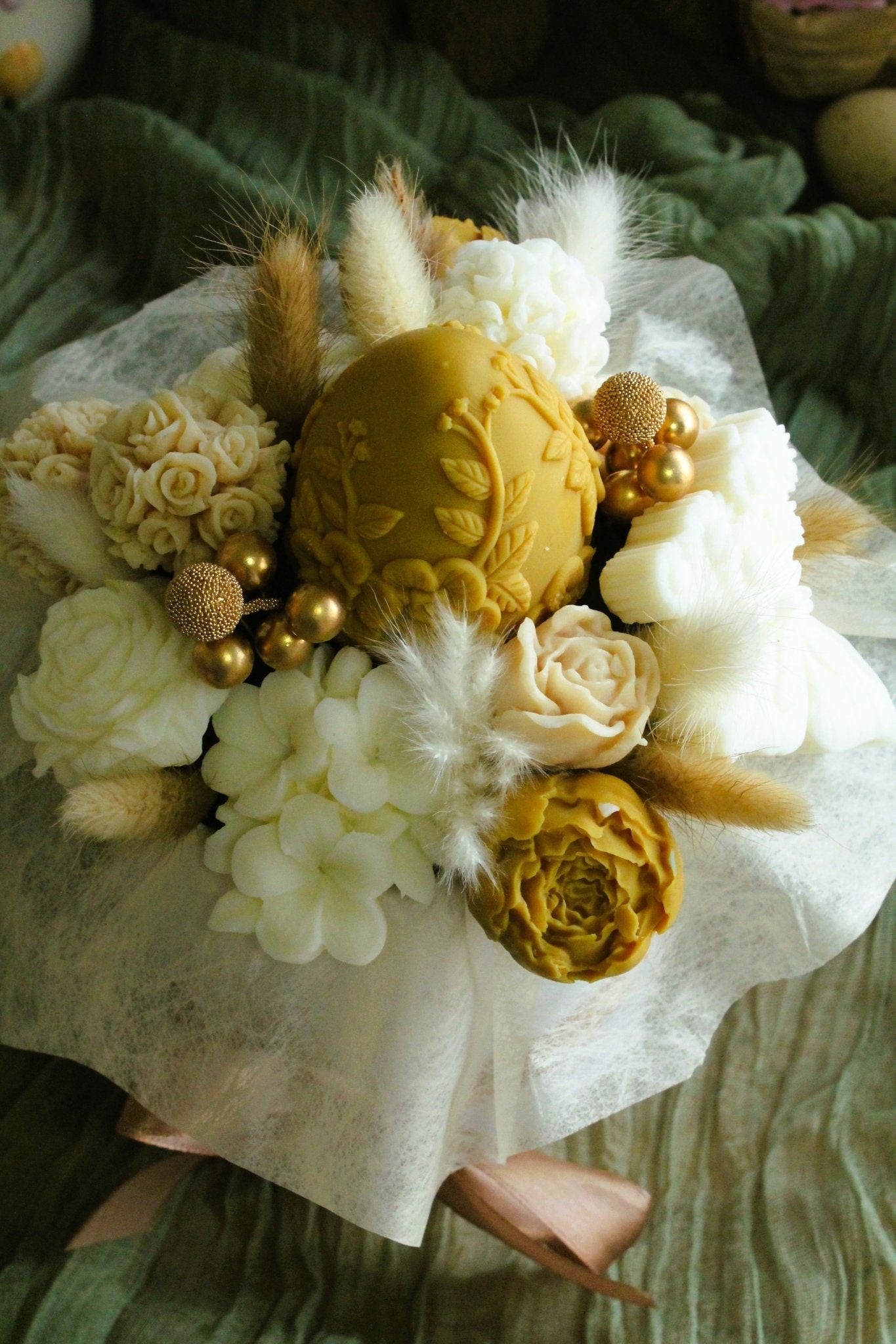 Bouquet de fleurs parfumées en cire végétale - "Bouquet œuf grand format" - L'Atelier Douceurs & Senteurs