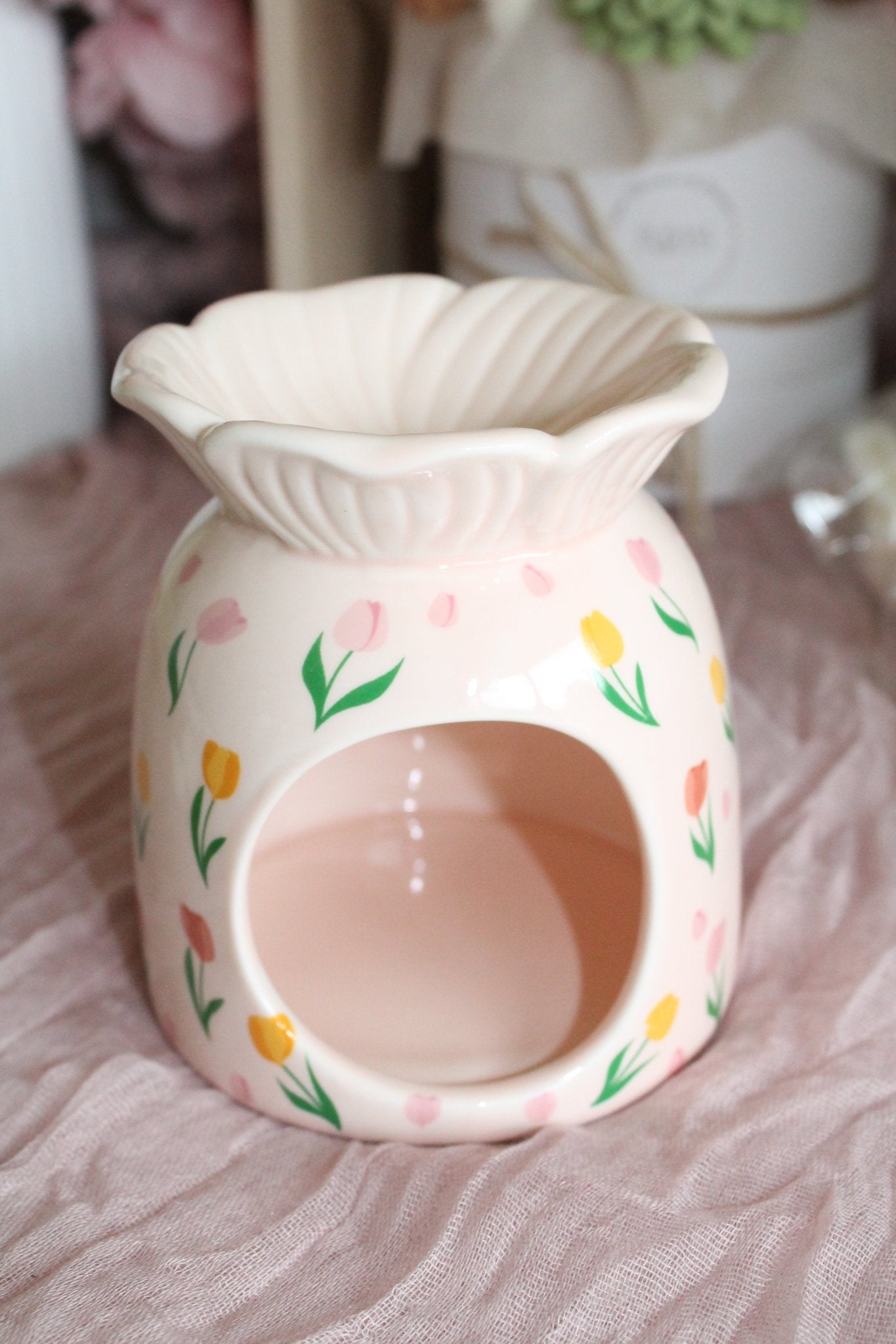 Brûle - parfum en céramique – Design Fleurs TULIPES - L'Atelier Douceurs & Senteurs
