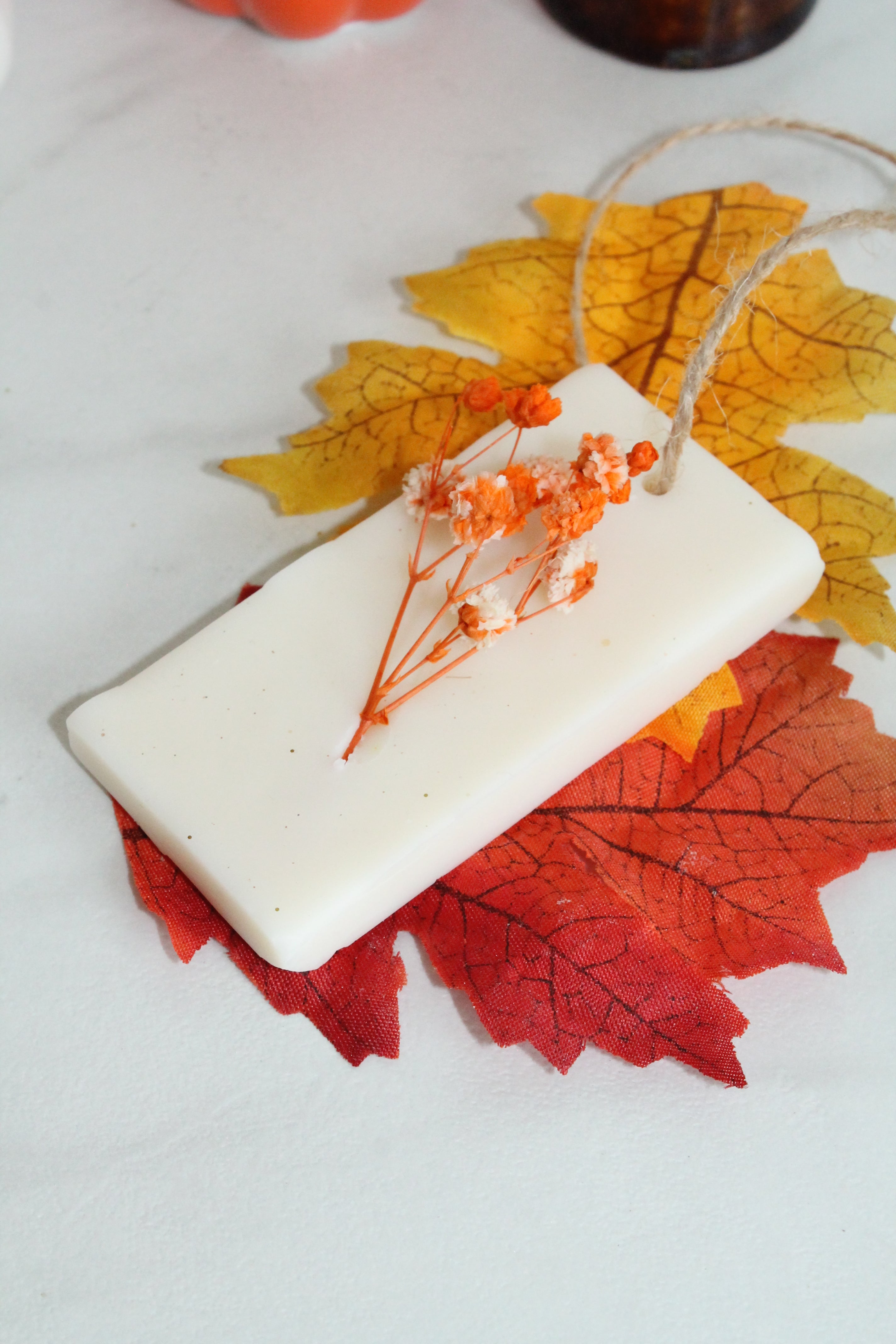 Suspension Rectangle Fleurs  AUTOMNE   – Élégance naturelle & parfum de Grasse